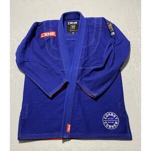 Combat Corner CRNR Blue BJJ Gi Top Kimono Tutaj Brazilian Jiu Jitsu Patch Sz A2